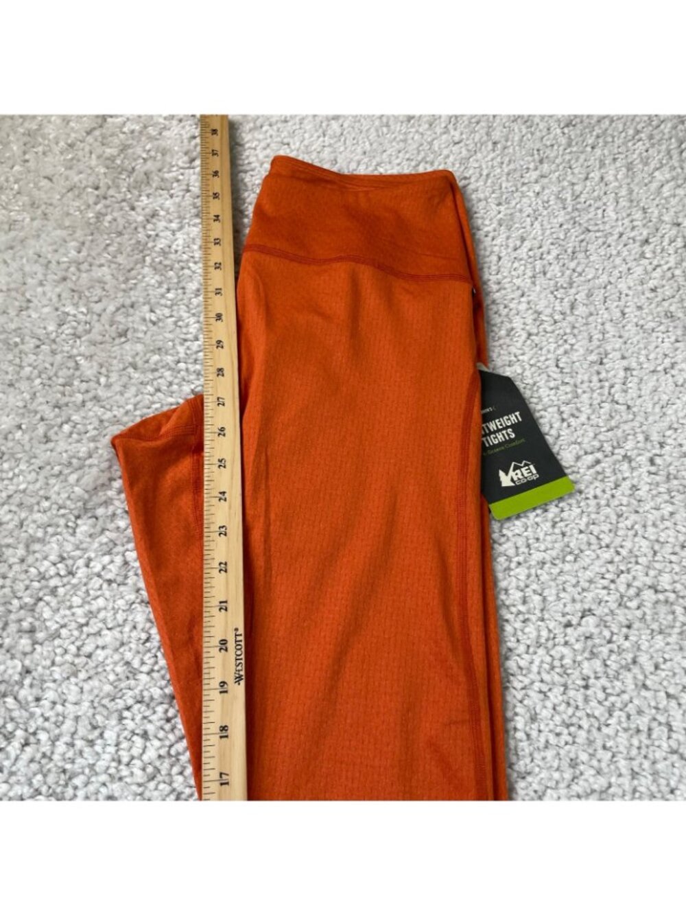 REI Co-op Lightweight Base Layer Tight Leggings Copper Clay Orange Womens Small - Picture 7 of 7